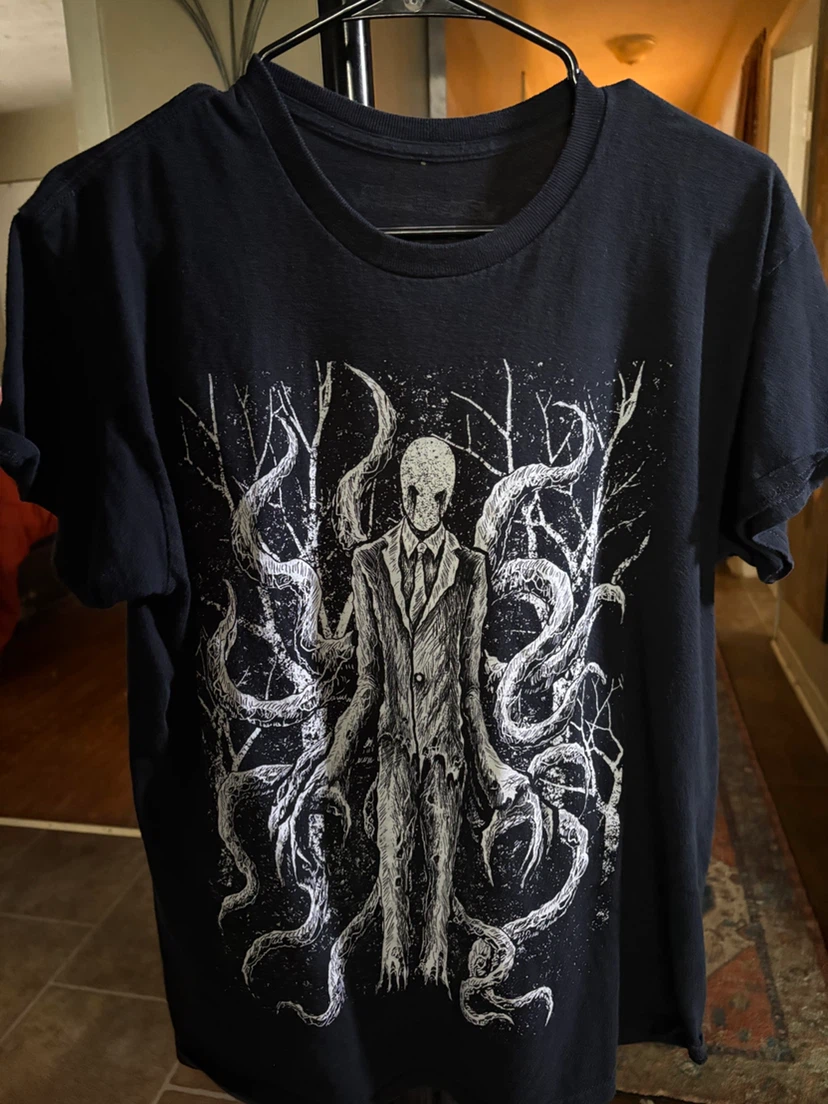 Black T-Shirt with Slender Man Graphic