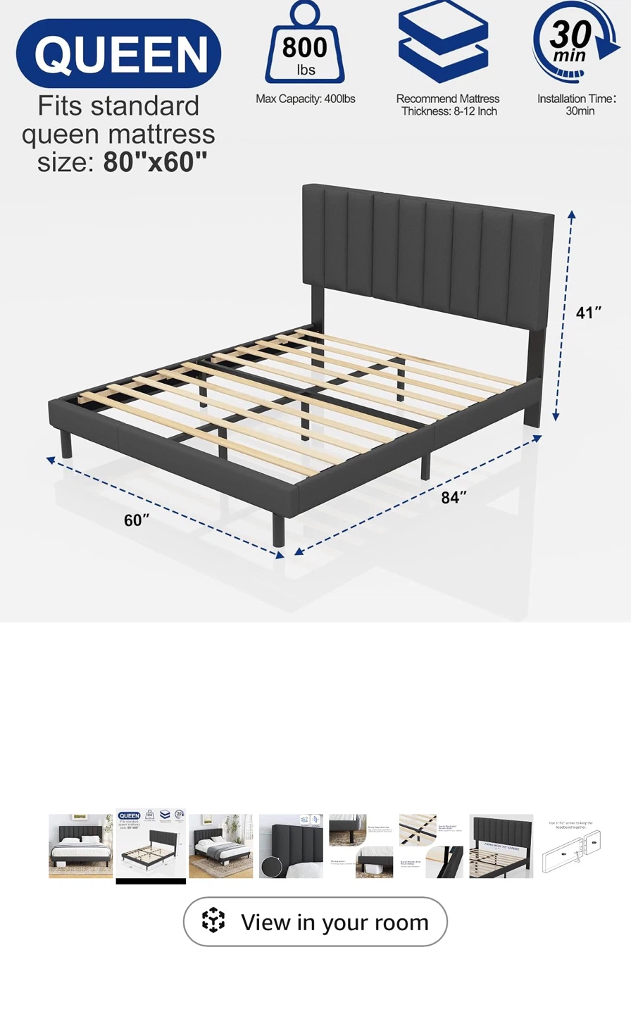Queen Size Upholstered Bed Frame - photo 2