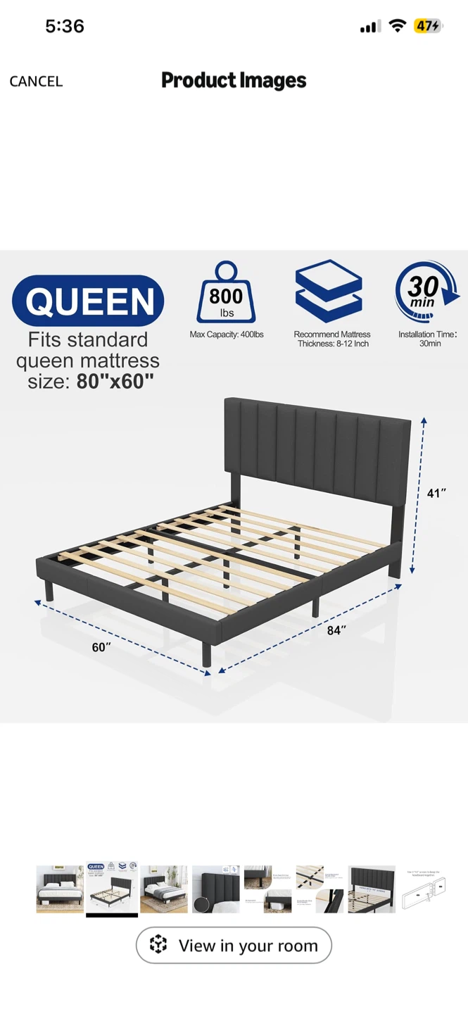 Queen Size Upholstered Bed Frame - photo 3