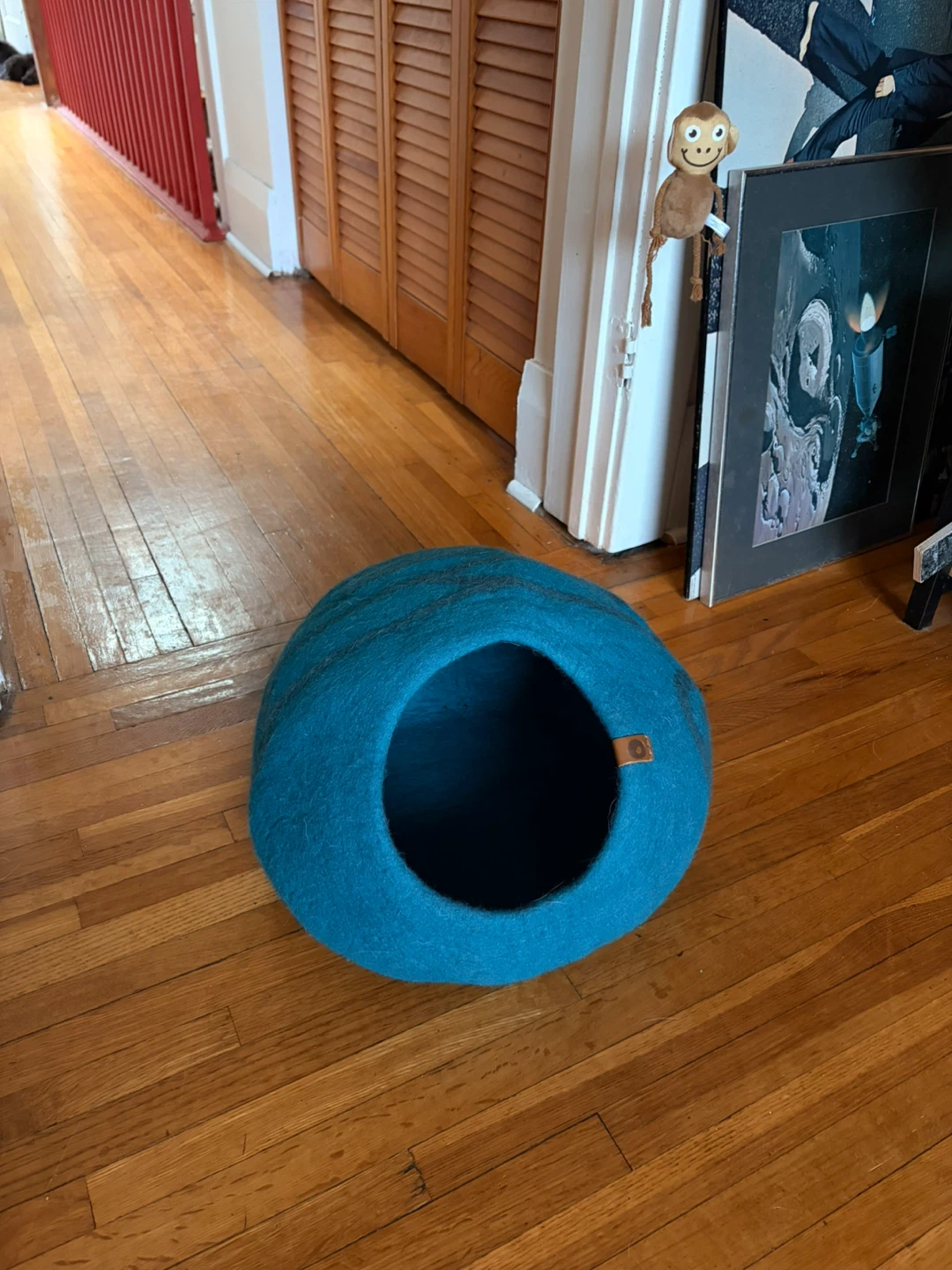 Blue Felt Cat Cave Bed