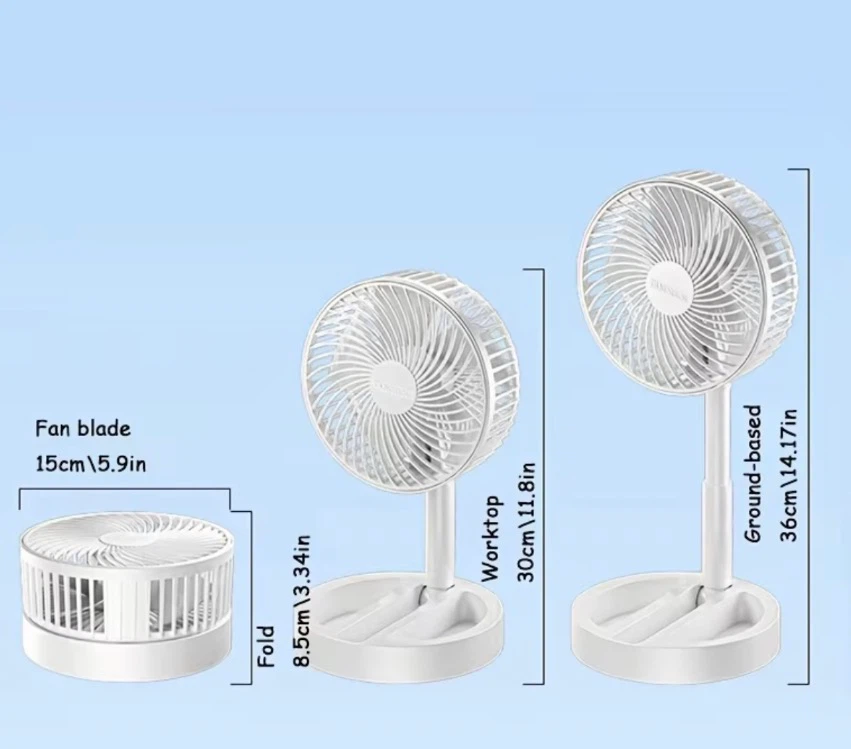 Foldable Adjustable Desk Fan White