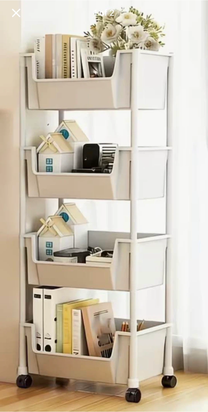 4-Tier Rolling Storage Cart White