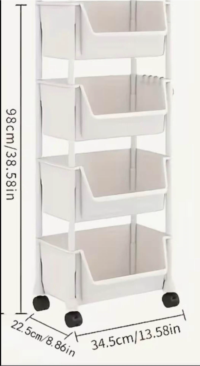 4-Tier Rolling Storage Cart White - photo 2