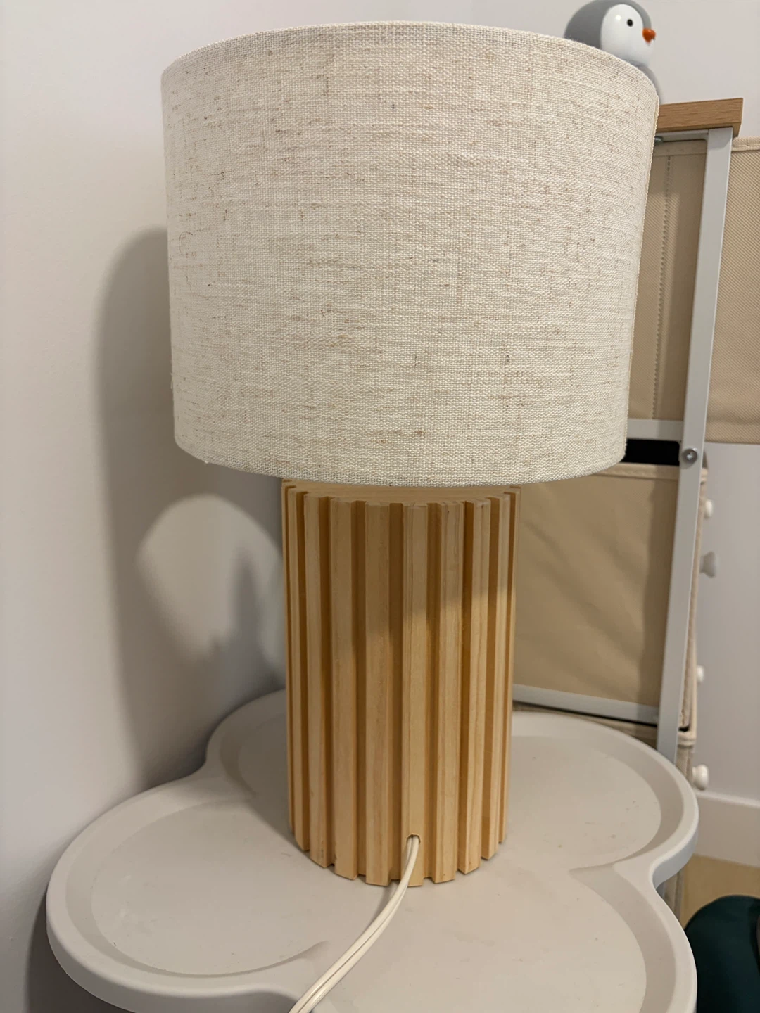 Wooden Fluted Table Lamp/ moving sale