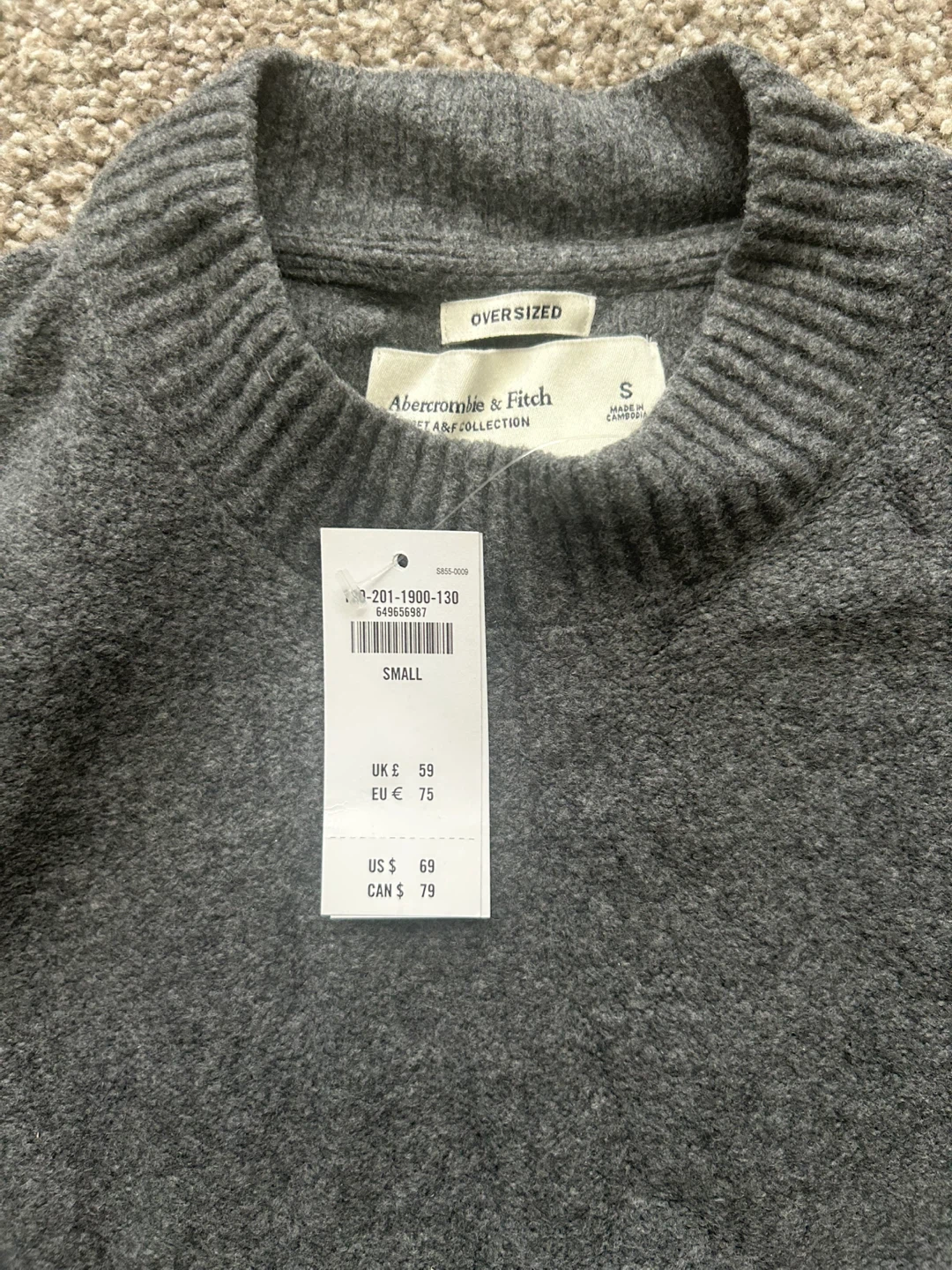 Abercrombie & Fitch Oversized Sweater - Grey - Small - photo 3