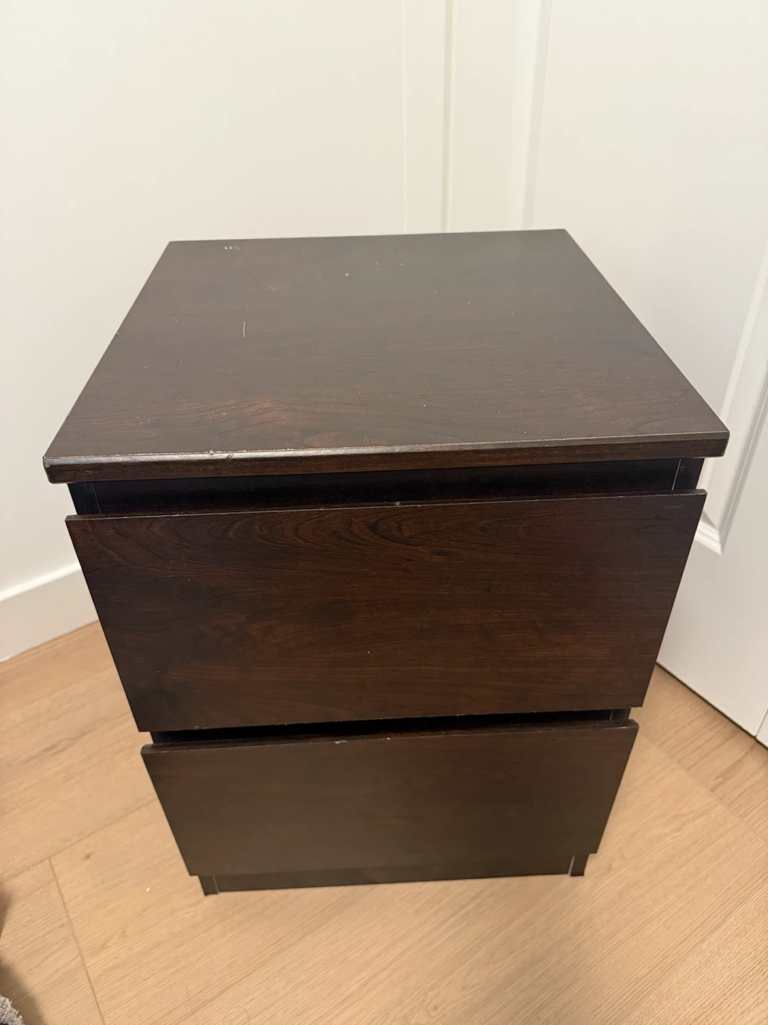 Ikea Dark Brown Two-Drawer Nightstand