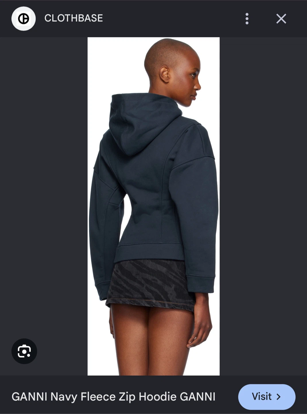 Ganni Navy Fleece Zip Hoodie - photo 2
