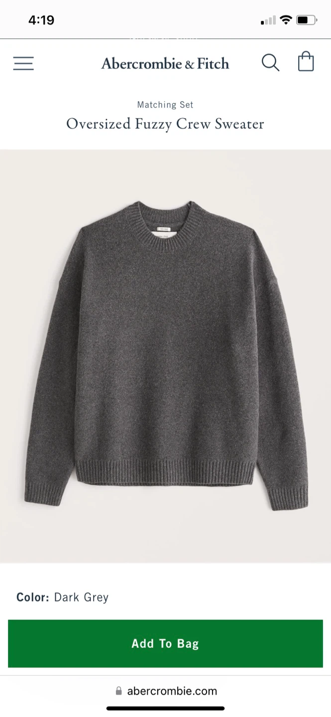 Abercrombie & Fitch Oversized Sweater - Grey - Small
