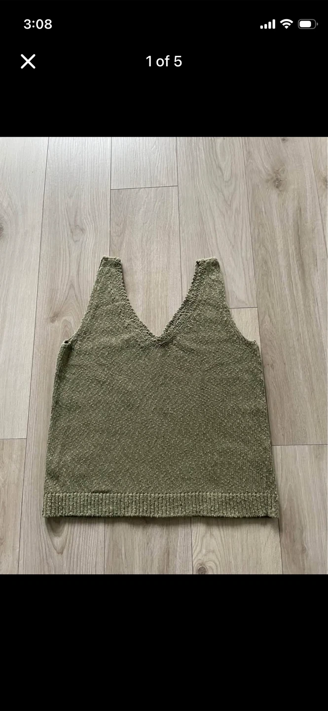 Tommy Bahama cotton and linen tank, double v, olive green, XS - photo 2