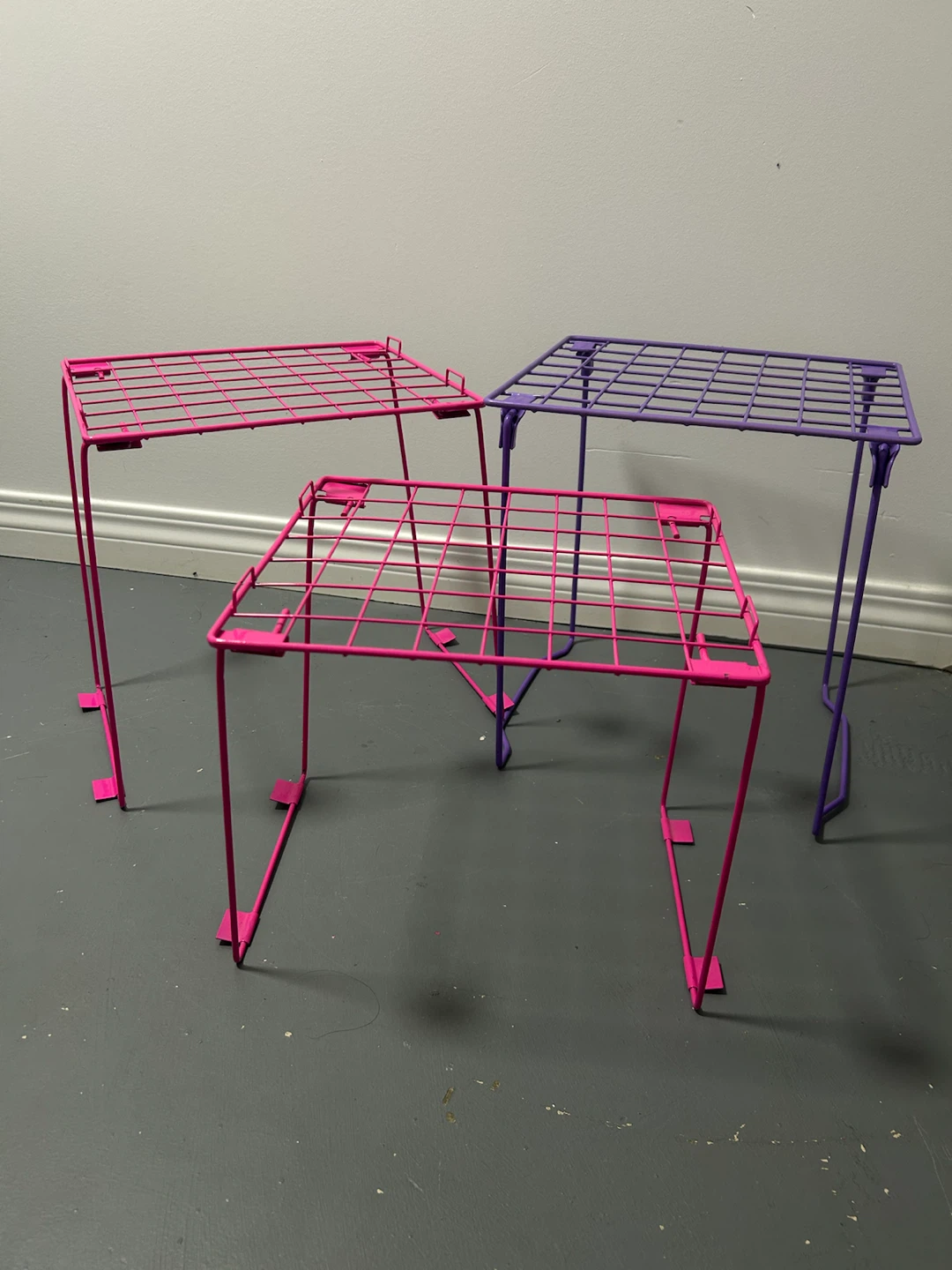 Pink and Purple Wire Locker Shelves - Set of 3