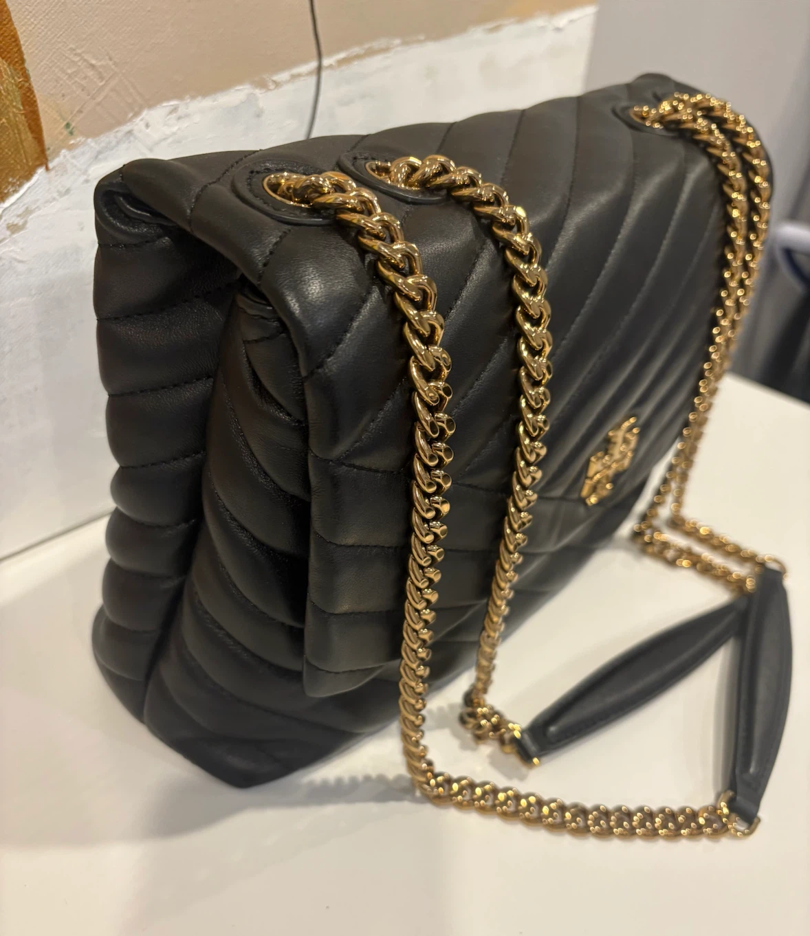 Tory Burch Kira Chevron Convertible Shoulder Bag Black Leather - photo 3