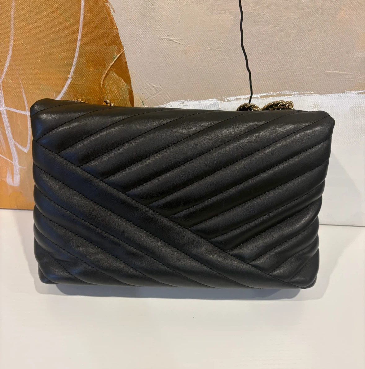 Tory Burch Kira Chevron Convertible Shoulder Bag Black Leather - photo 5