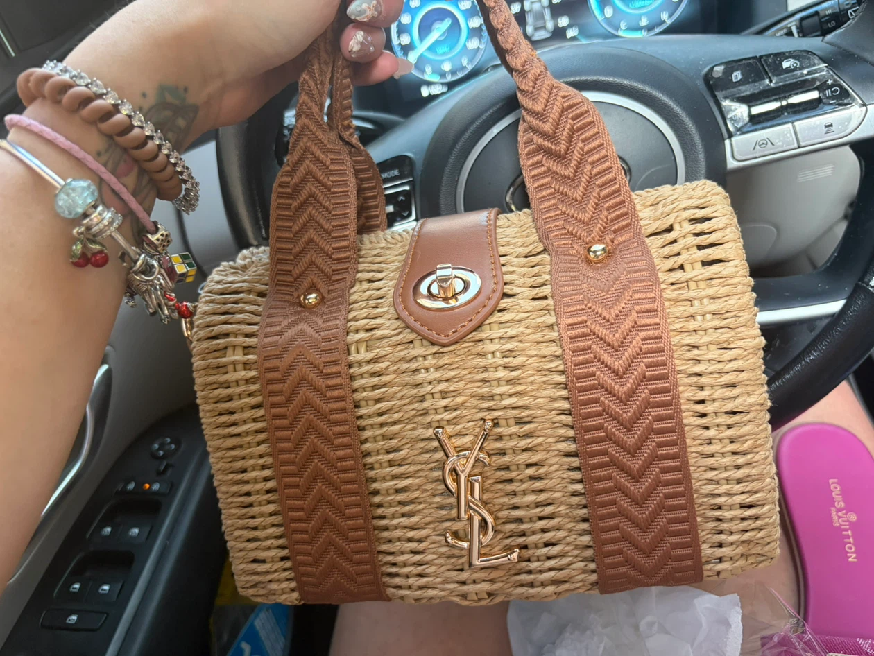 Saint Laurent Straw Woven Handbag