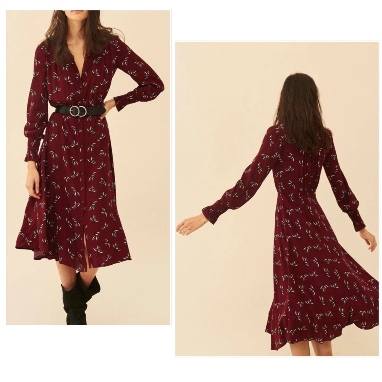 Ba&sh Lady Midi Dress in Burgundy Floral Print - photo 2