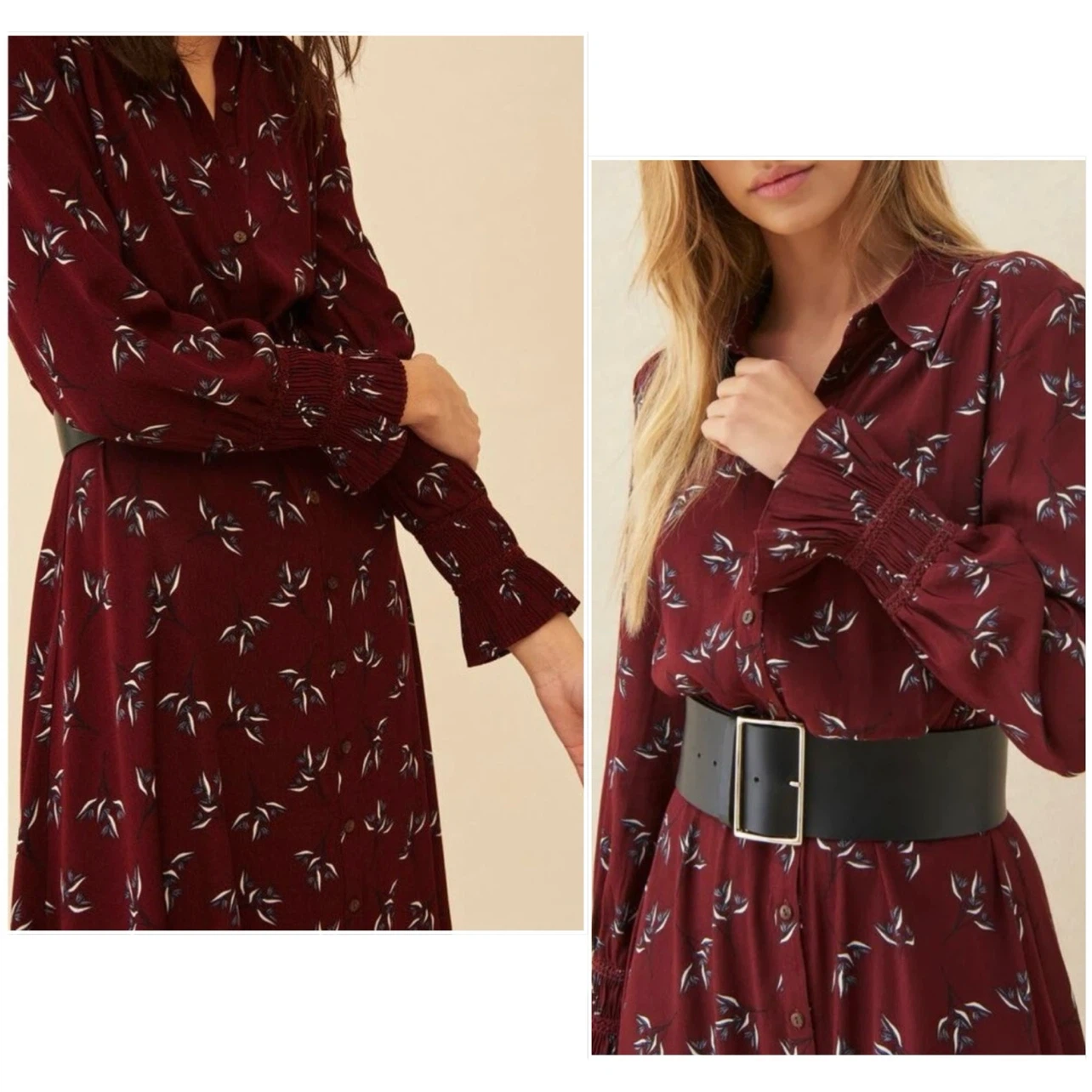 Ba&sh Lady Midi Dress in Burgundy Floral Print - photo 3