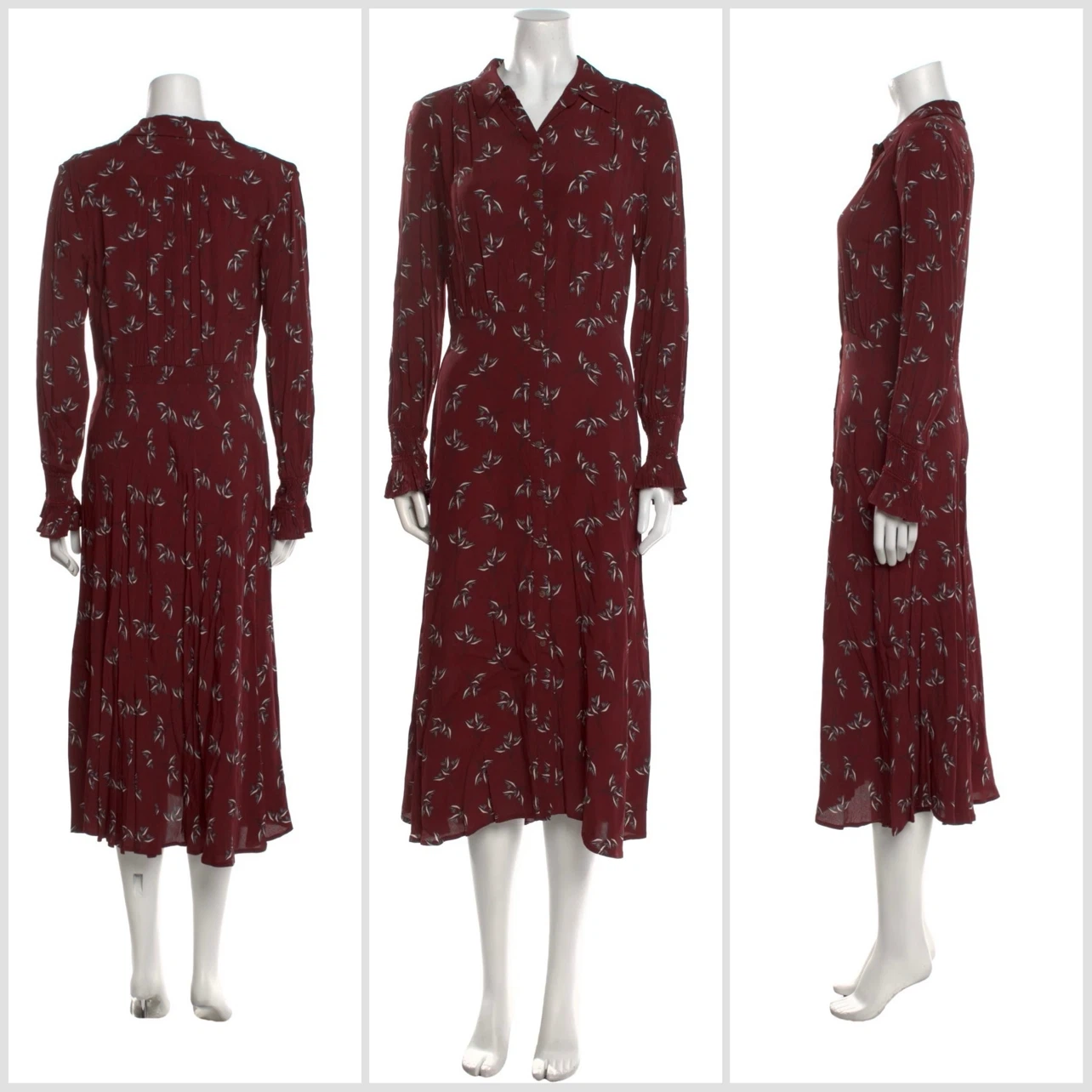 Ba&sh Lady Midi Dress in Burgundy Floral Print - photo 4