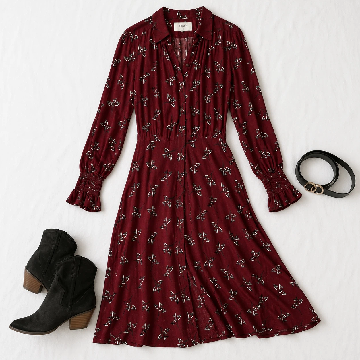 Ba&sh Lady Midi Dress in Burgundy Floral Print - photo 5