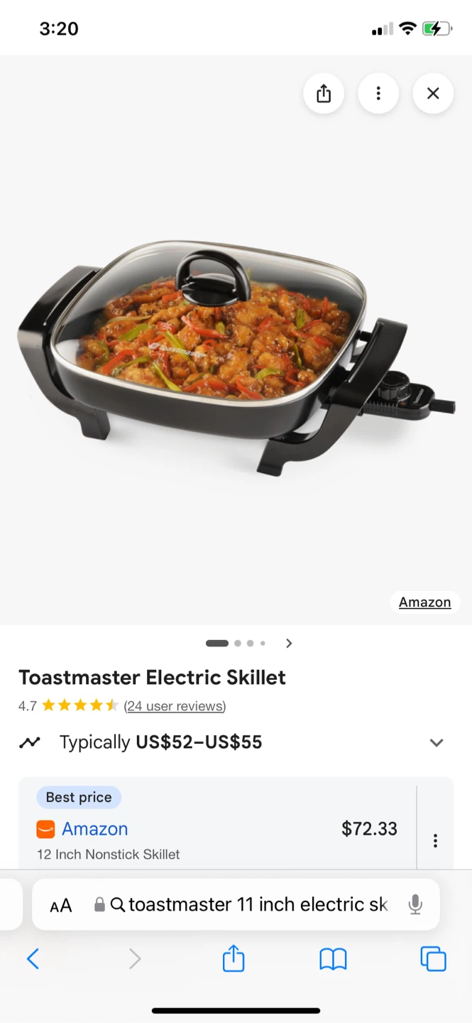 Toastmaster 11 Inch Electric Skillet