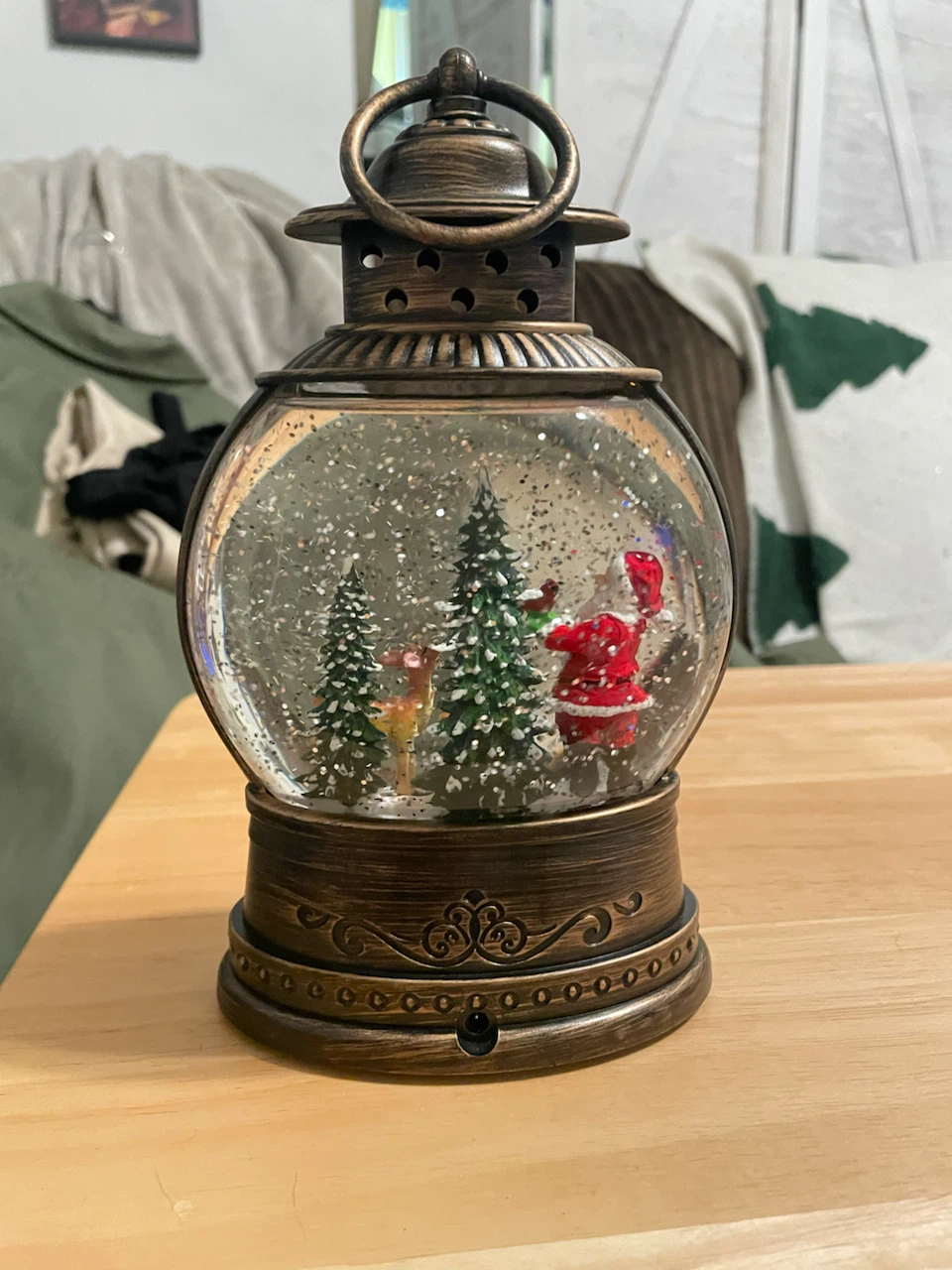 Light-Up Christmas Santa Lantern Snow Globe - photo 3