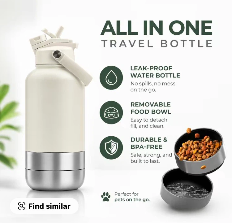 All in One Travel Bottle with Removable Food Bowl - photo 4