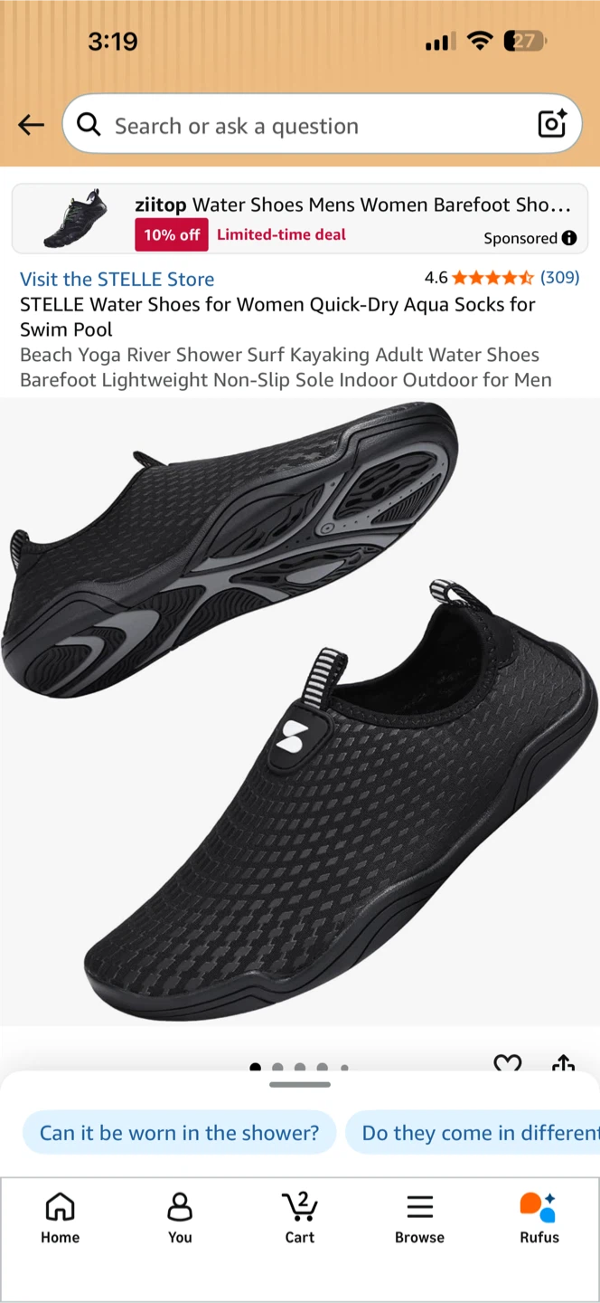 ZiiTop Water Shoes - Black Size 7 Women/6 Men