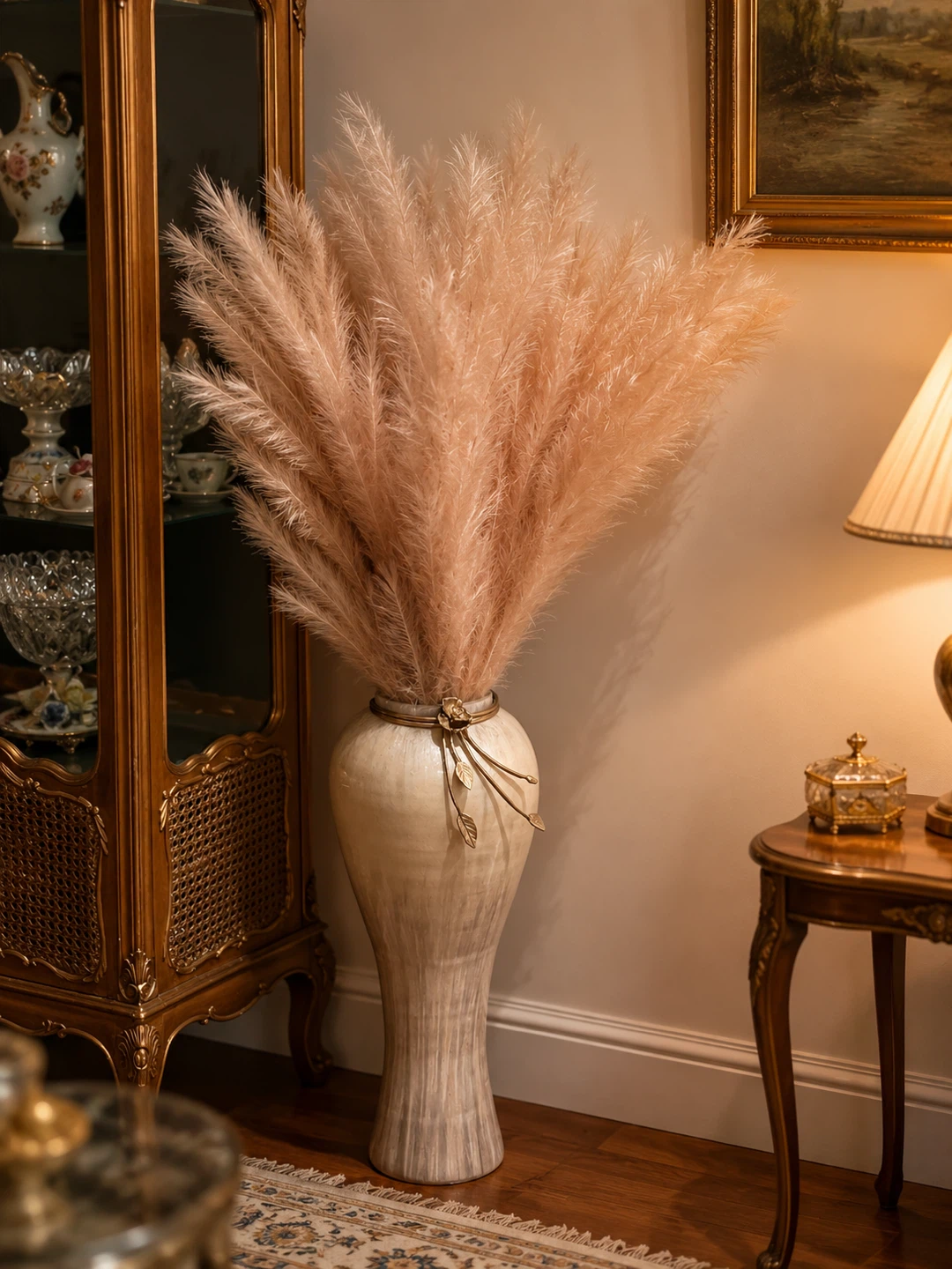 Tall Ceramic Vase with Gold Floral Accent - photo 3