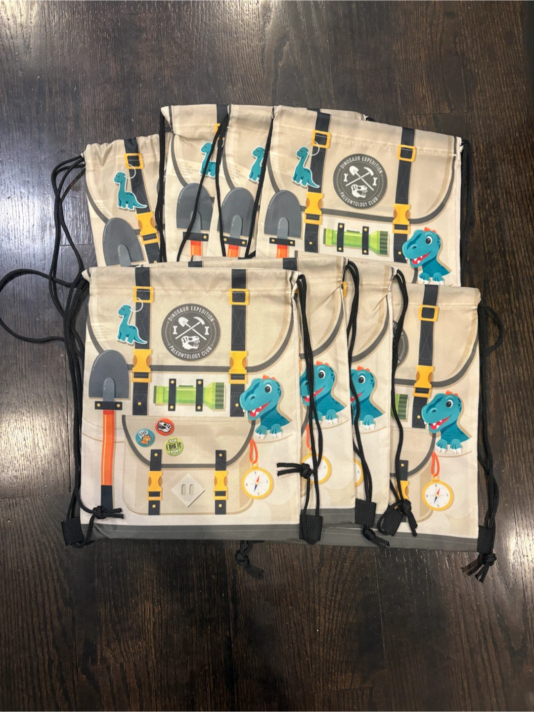 Dinosaur Drawstring Goodie Bags- 8 pk