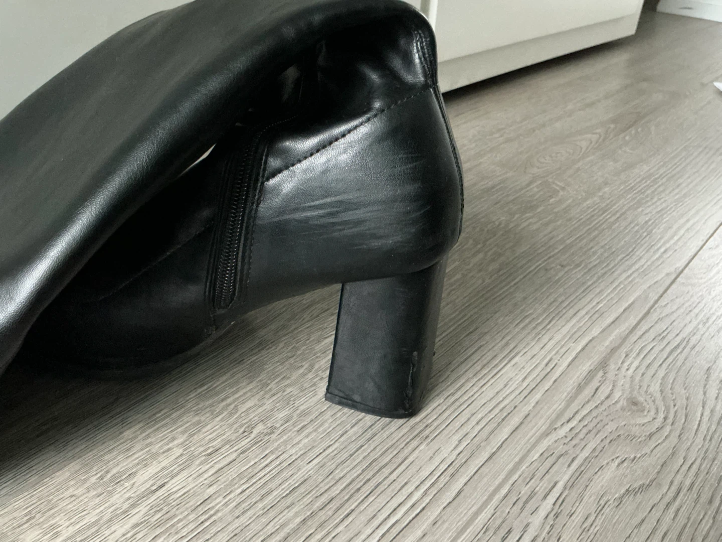 Black Knee-High Boots with Block Heel - photo 2