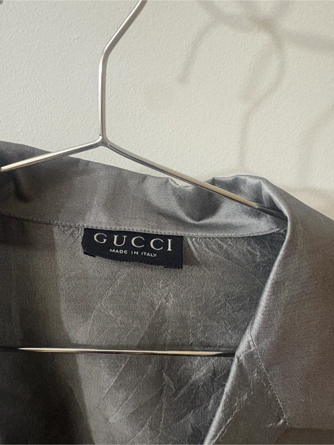 Vtg GUCCI Tom Ford Era Metallic Silver Gray Zip-Up Shirt IT 42 M - photo 2