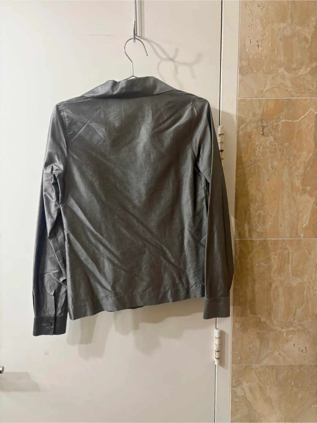 Vtg GUCCI Tom Ford Era Metallic Silver Gray Zip-Up Shirt IT 42 M - photo 4
