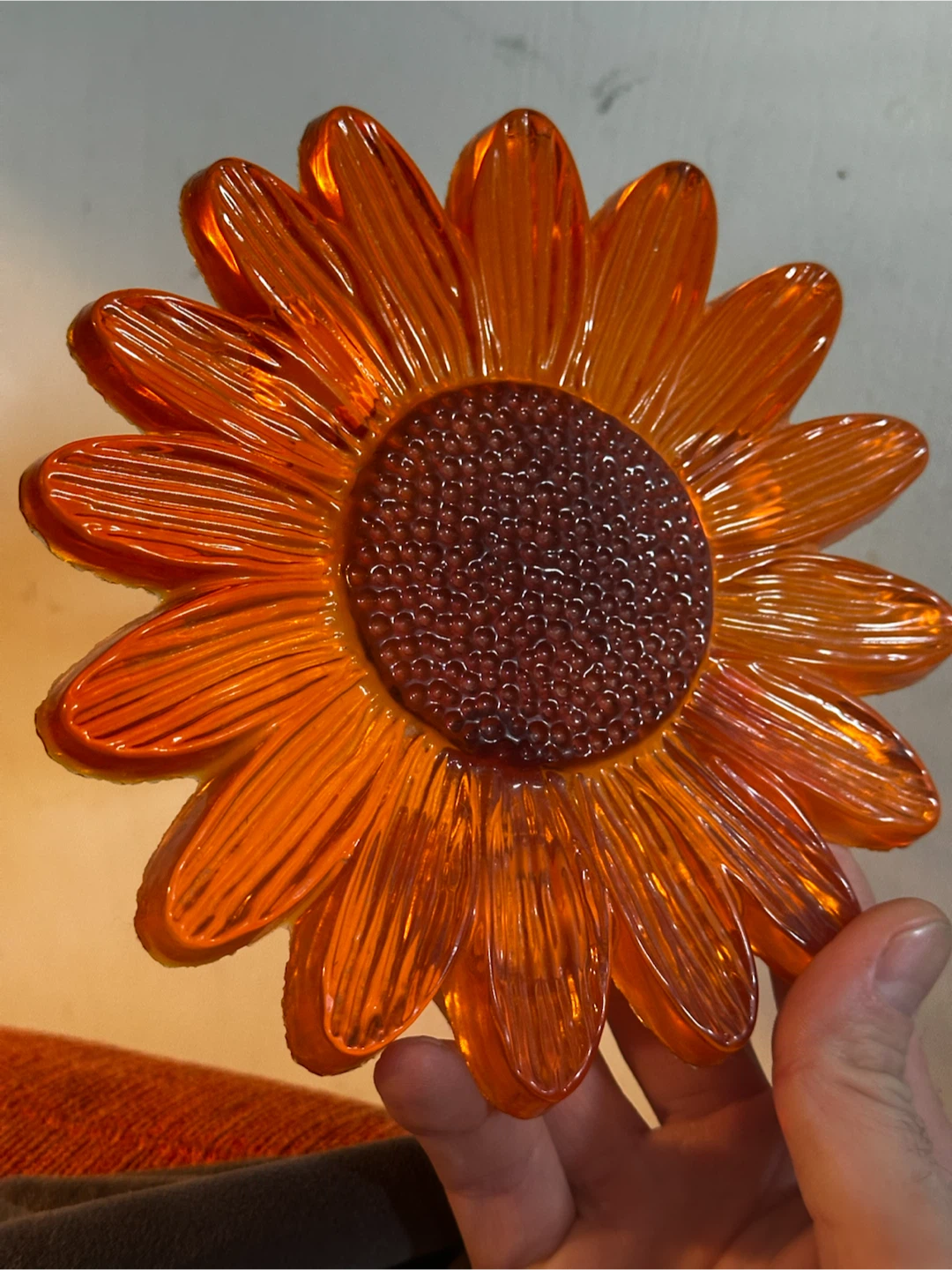 Orange lucite flower trivet - photo 2
