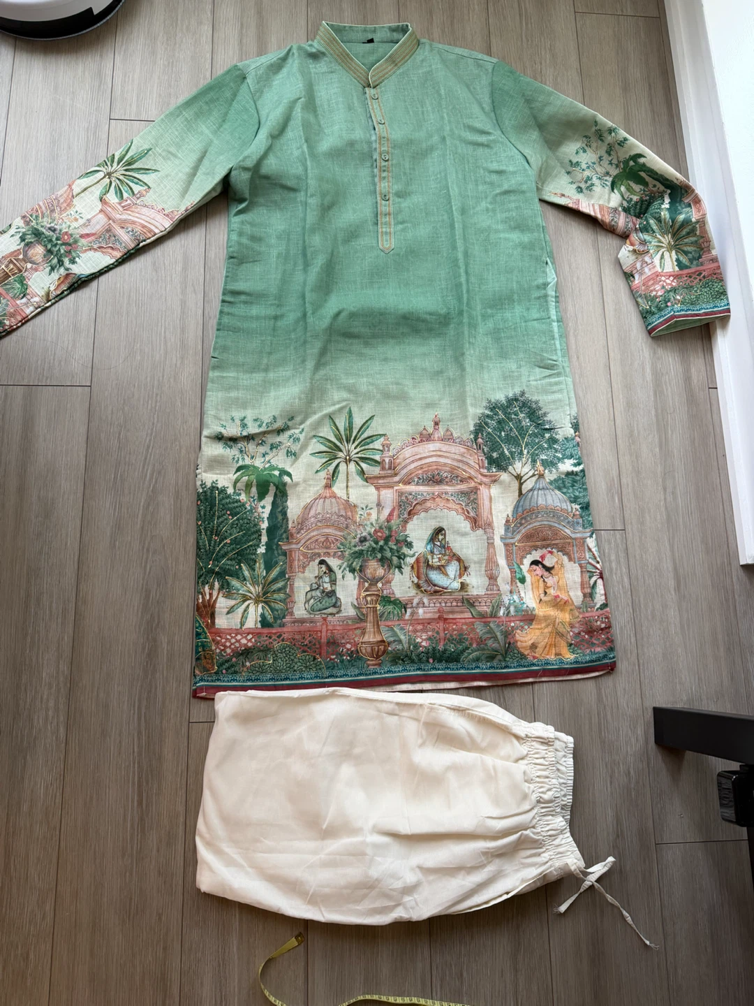 Green Printed Kurta and Trouser Set