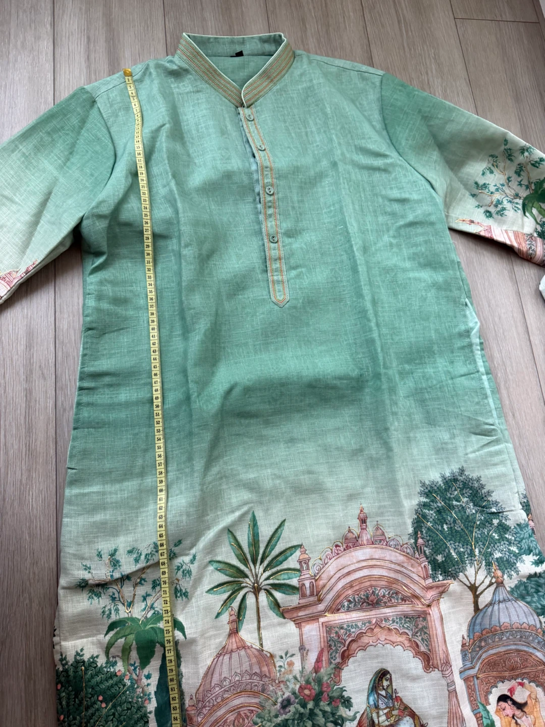Green Printed Kurta and Trouser Set - photo 3