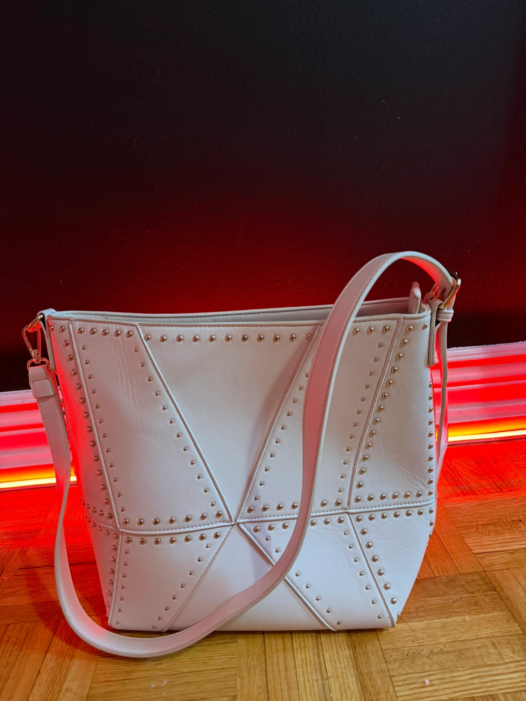 White Studded Shoulder Bag - photo 3