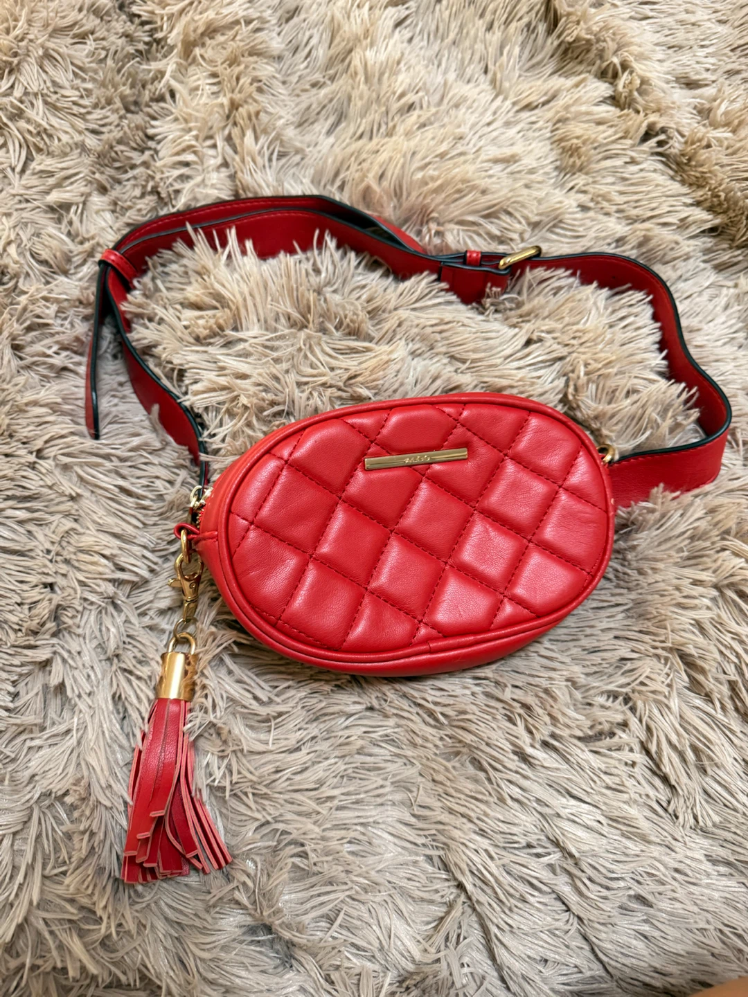 Red Quilted Belt Bag