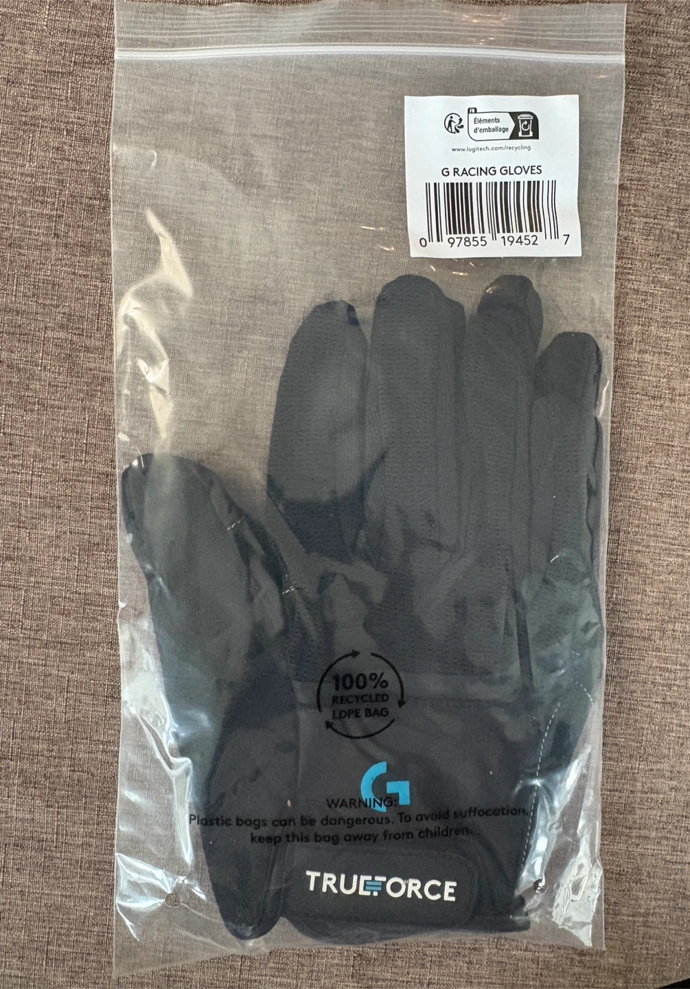 Logitech Trueforce Black Racing Gloves