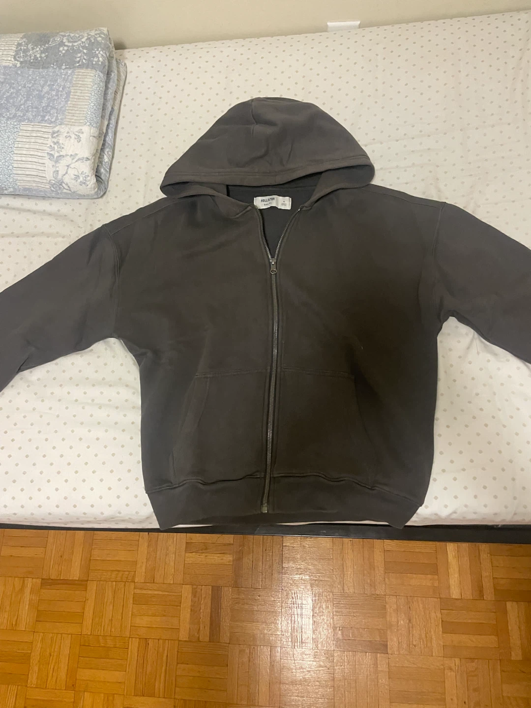 Hollister Grey Full Zip Hoodie - Size Medium