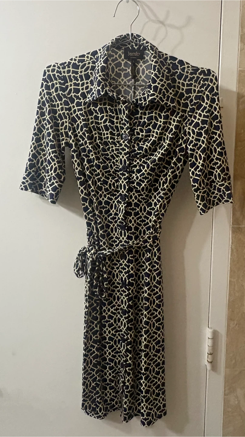 Laundry Print Shirt Dress Faux Wrap Sz 2