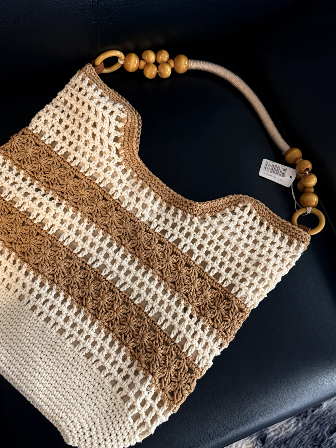 Crocheted Tote Bag with Wooden Beads - photo 2