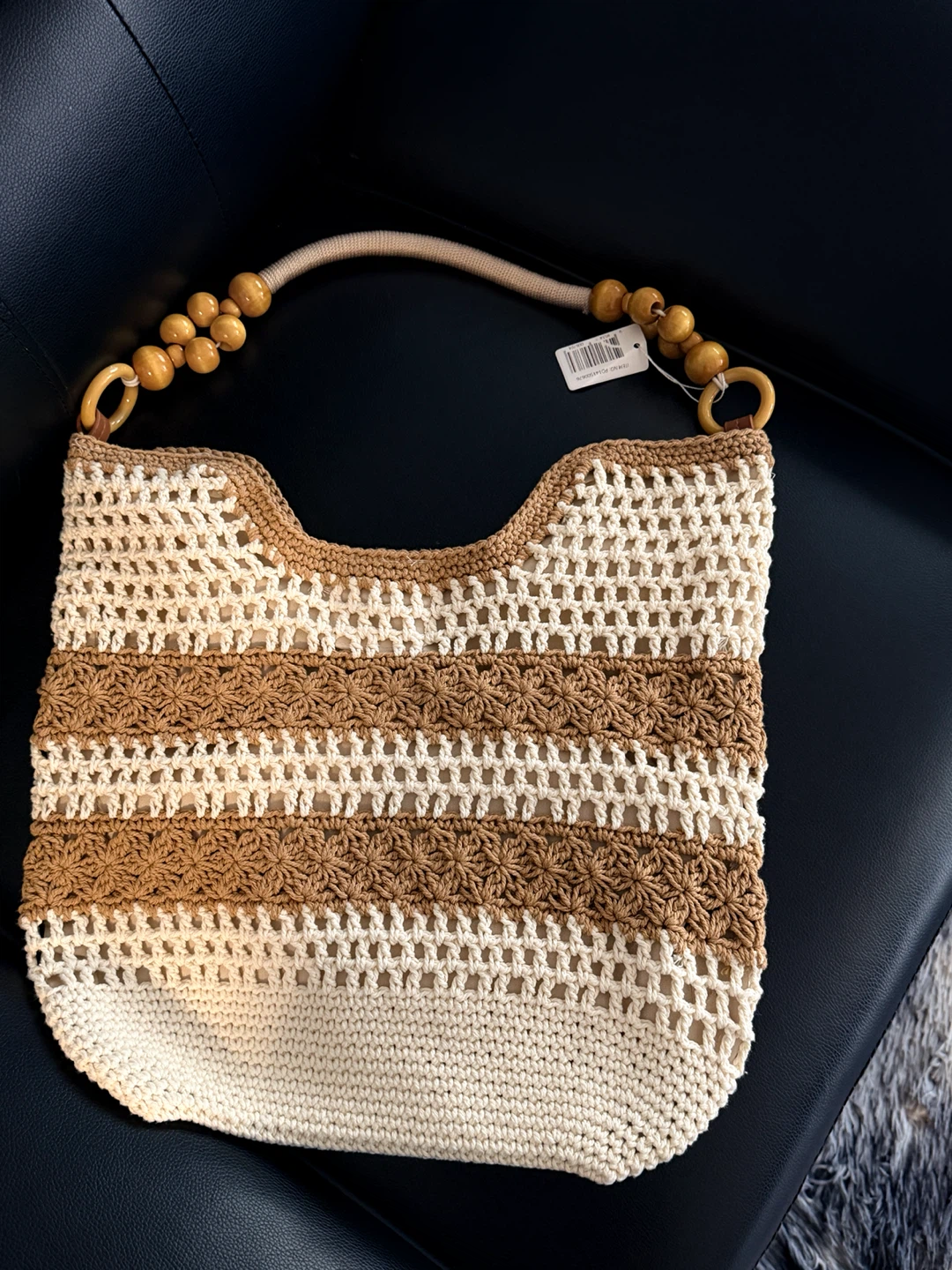 Crocheted Tote Bag with Wooden Beads - photo 3