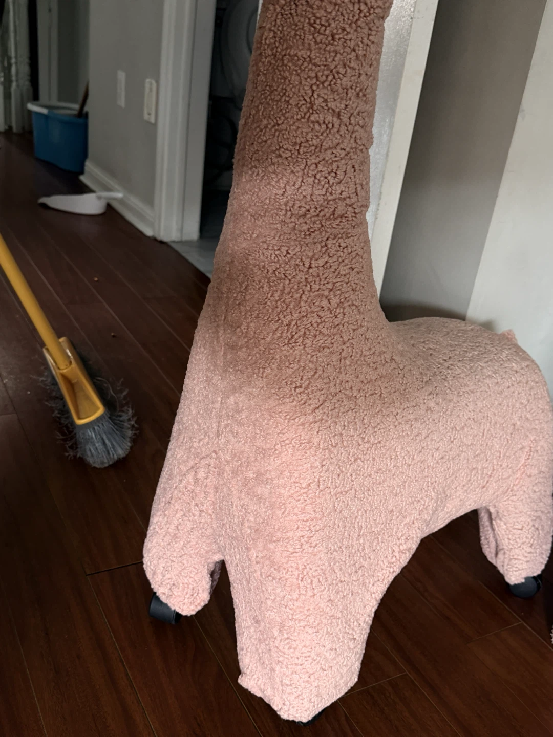 Toy /Pink Plush Alpaca  ride with Wheels