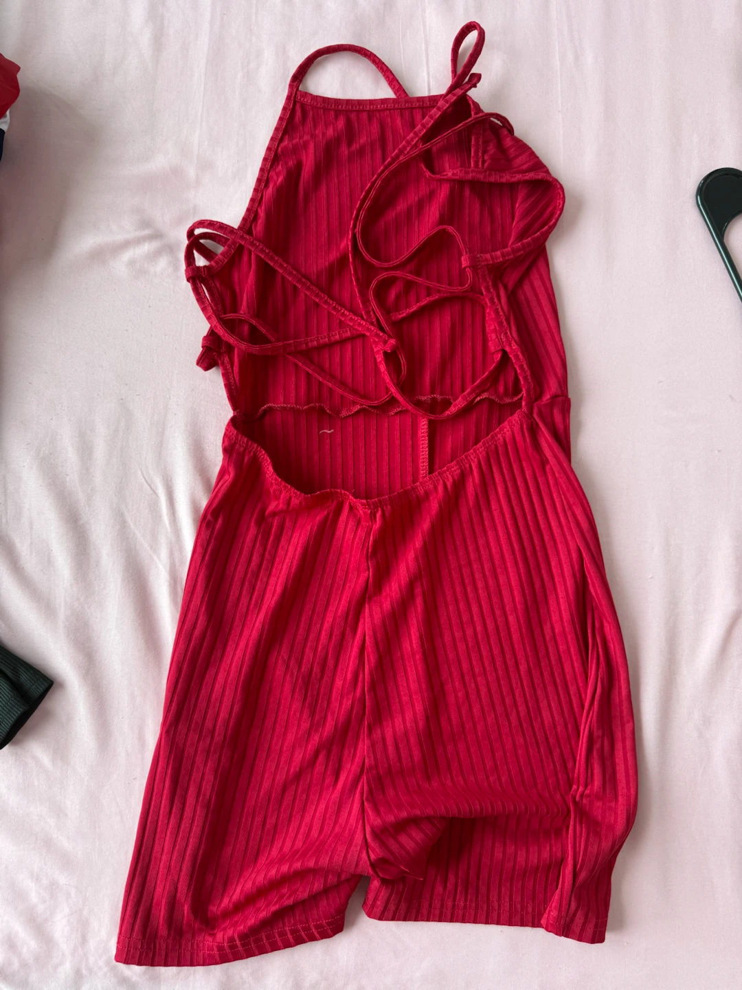 Red Ribbed Halter Romper - photo 2