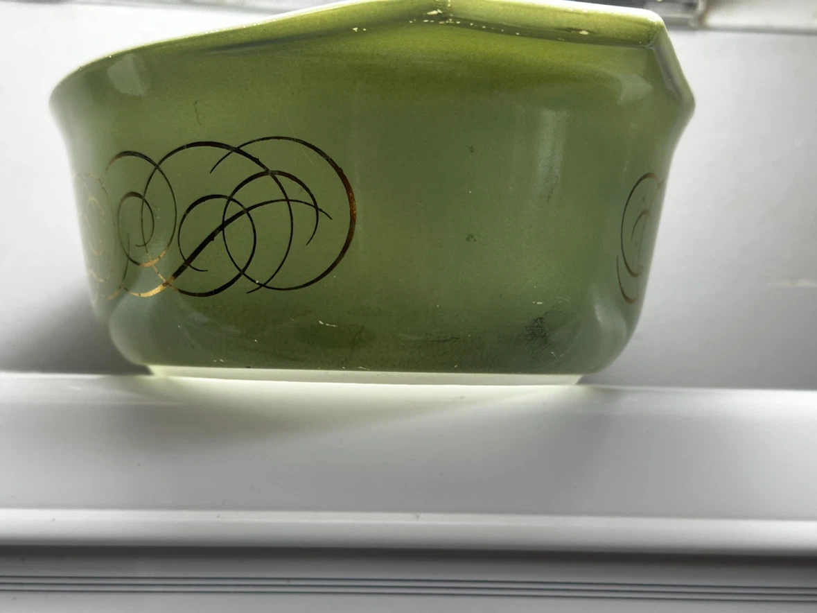 vintage green scroll 043 casserole dish - photo 2
