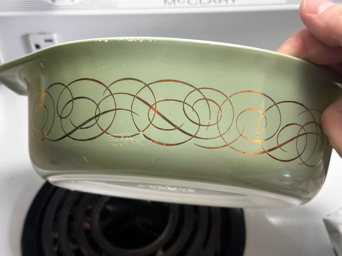 vintage green scroll 043 casserole dish - photo 4