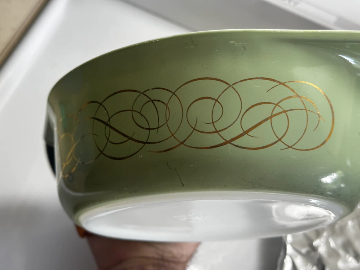 vintage green scroll 043 casserole dish - photo 5