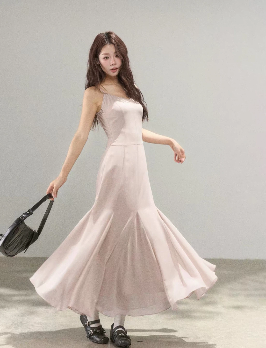 Women's Blush Pink Mermaid Hem Dress