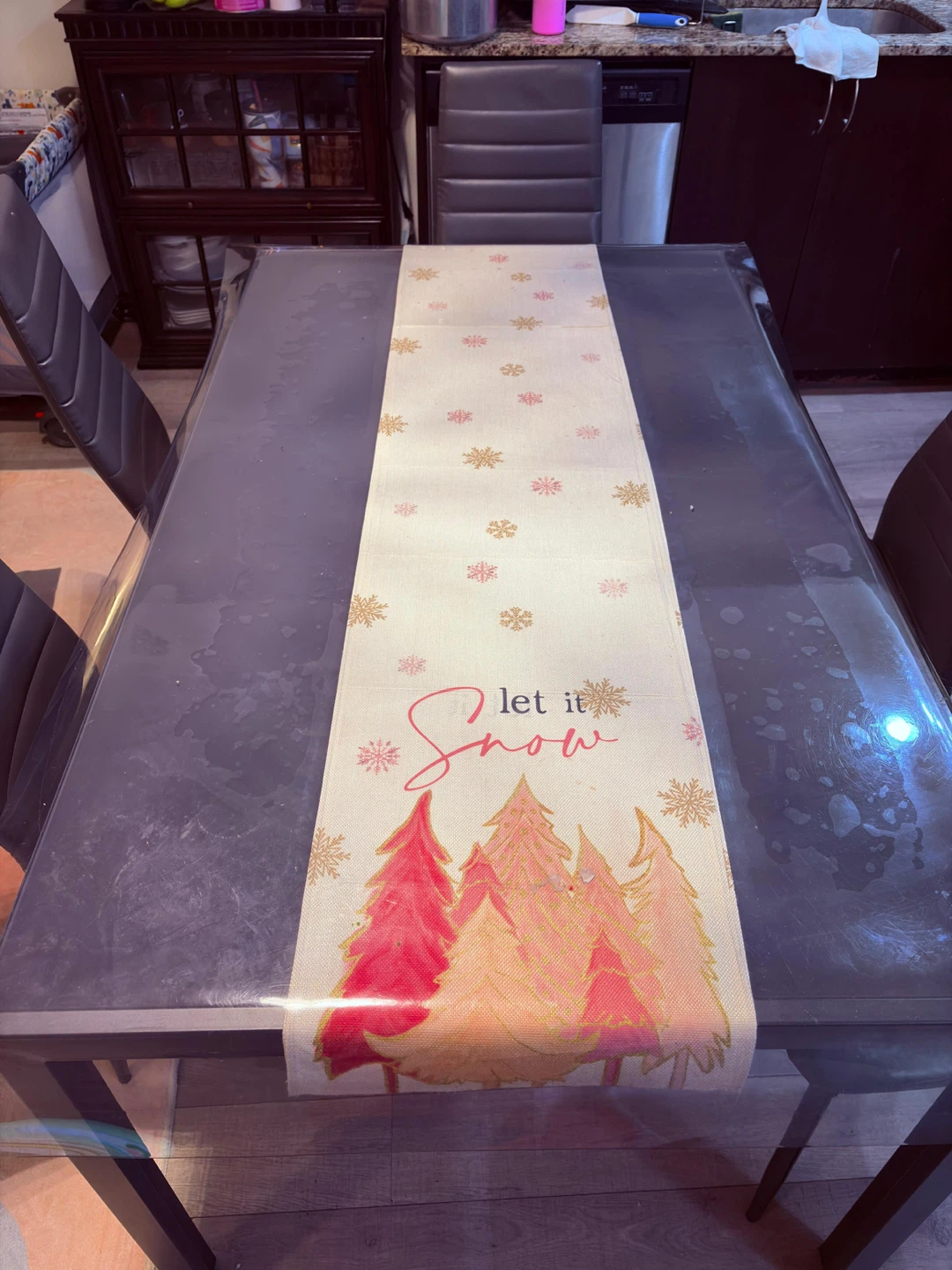 Modern Dining Table with 5 Chairs along with thick plastic cover