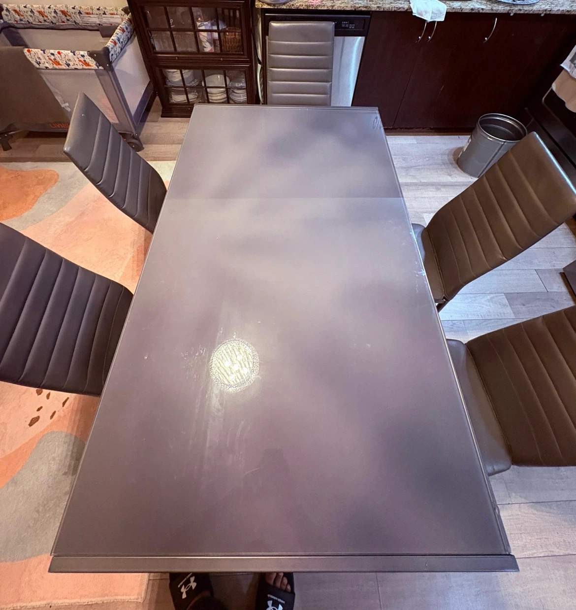 Modern Dining Table with 5 Chairs along with thick plastic cover - photo 2