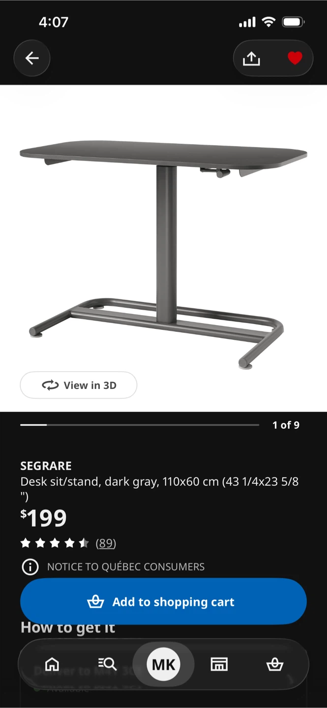 Adjustable Desk - Ikea