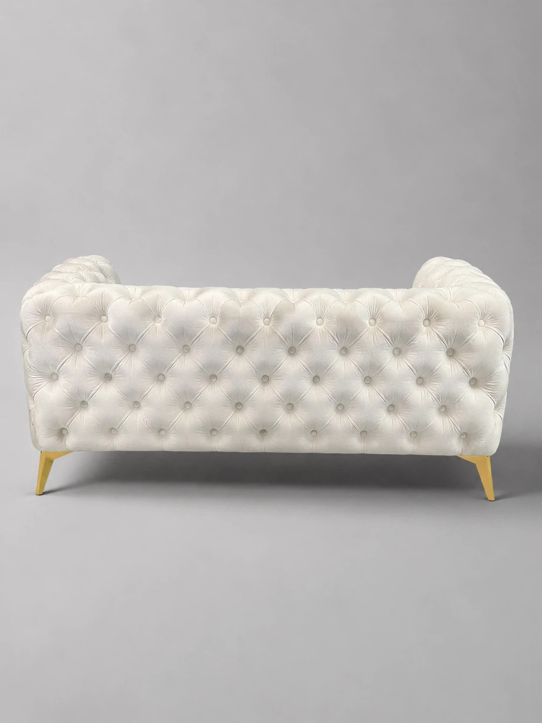Elegant Cream Velvet Tufted Loveseat - photo 2